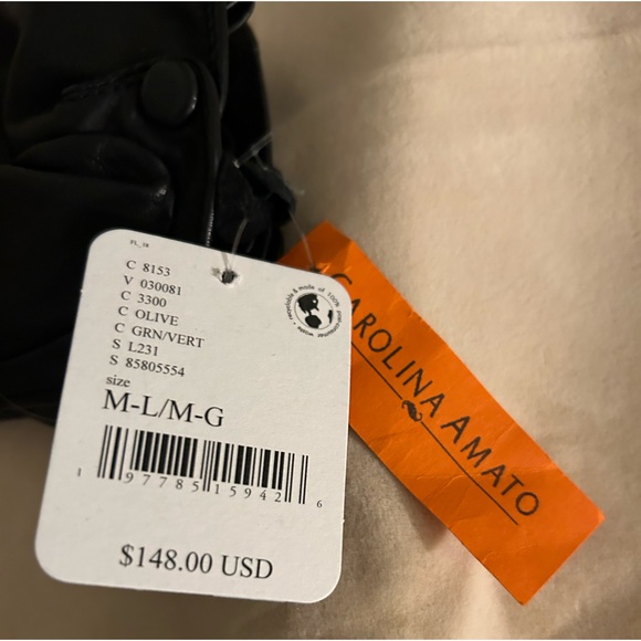 Carolina Amato Short Black Leather Gloves with Bow New Paris New Stylish Fall - Picture 6 of 6